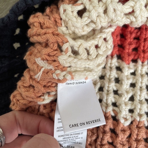 L.L. Bean Signature Bailey Island Cotton Fisherman Sweater Cream Crochet Lady XS - Picture 5 of 8